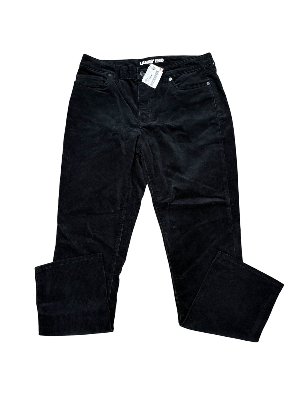 Women’s Lands End 10 Medium Pants Plush Cords Corduroy Black Stretch Straight - Picture 3 of 10